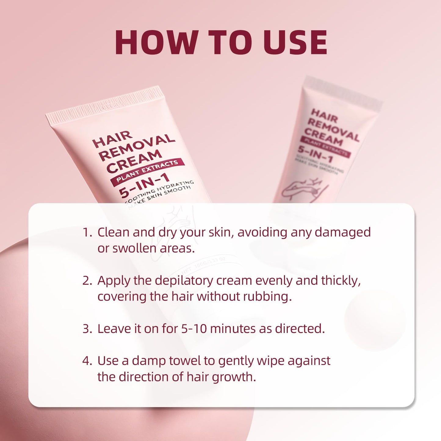 Hair Removal Cream, Moisturizing Daily Care Body Hair Removal Cream for Women and Men, Suitable for Legs, Arms, Underarms, Stomach, Bikini Line, 3.53 OZ