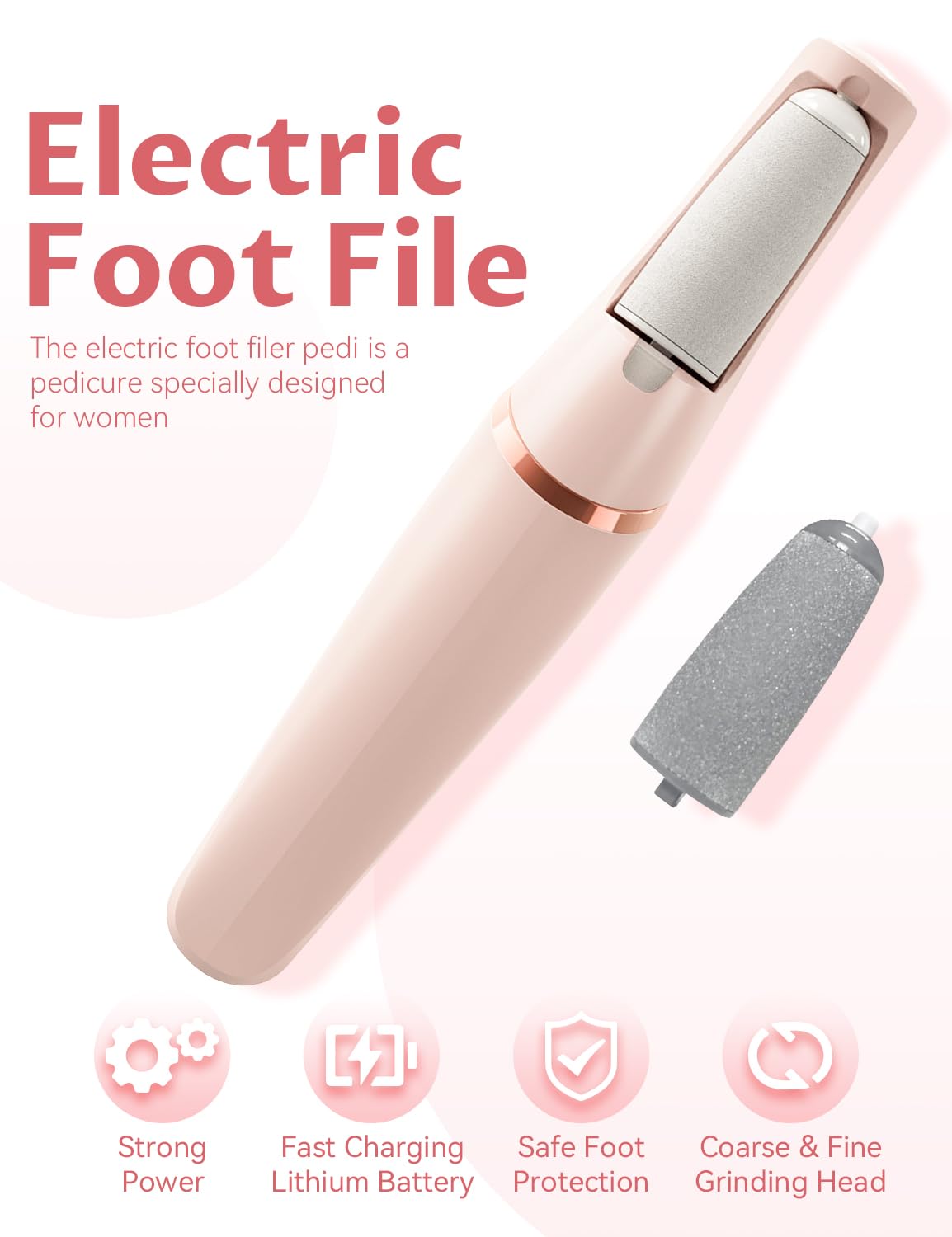Silk 3 Pro Callus Remover, Upgraded 3rd Electric Callus Removers for Feet, Foot File Callus Remover Pedicure Tools with 2 Speeds, for Dry/Calluses/Cracked/Hard Skin - Soft Smooth Skin (White)