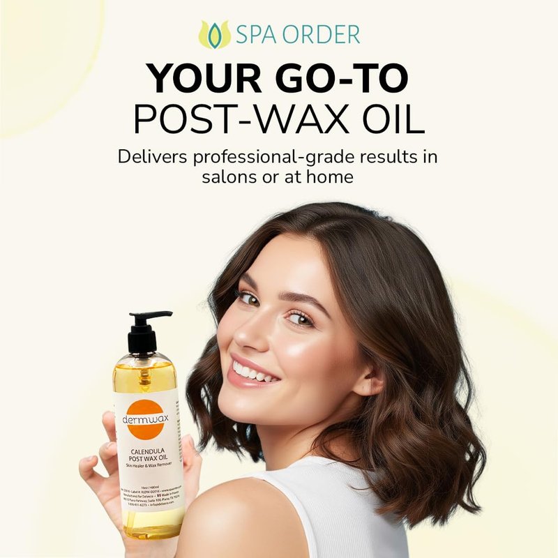 Dermwax Calendula Post Wax Oil 16oz – Post Wax Oil That Helps Calm Skin Instantly After Waxing – Gentle Post Wax Care for All Skin Types – Helps Remove Wax Residue – Paraben & Alcohol-Free
