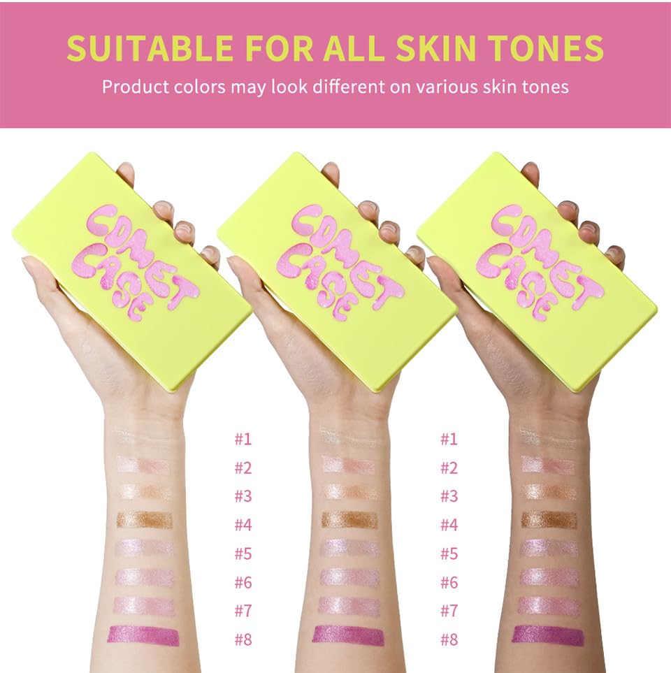 8-Color Cream Highlighter Palette - Lightweight & Waterproof for Mature Skin | Luminous Glow Makeup
