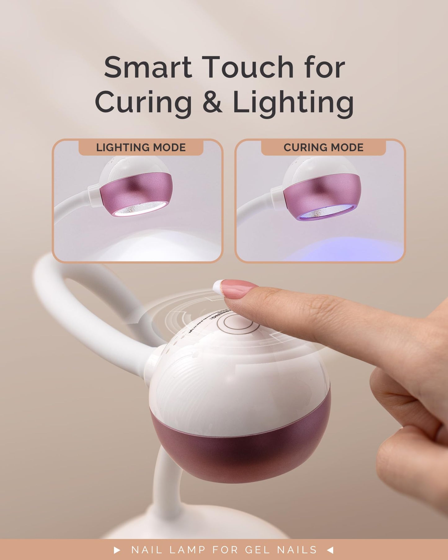 MelodySusie Gooseneck Cordless UV Nail Lamp with Adjustable Light Angle, S-Pro09M 2-in-1 Rechargeable Fast Curing Nail Dryer Cures All Gels, Especially Rhinestone Glue & Liner Gel Polish
