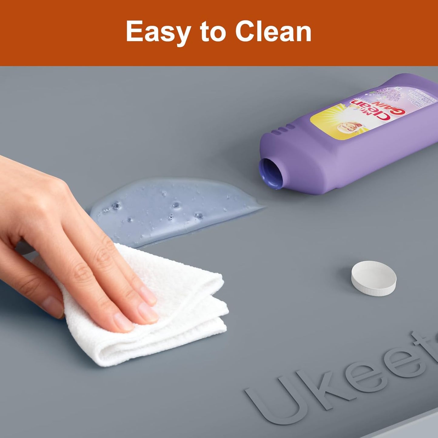 Extra Thick Waterproof Silicone Mat - Raised Edge Under Sink Protector | 34" x 22", Gray