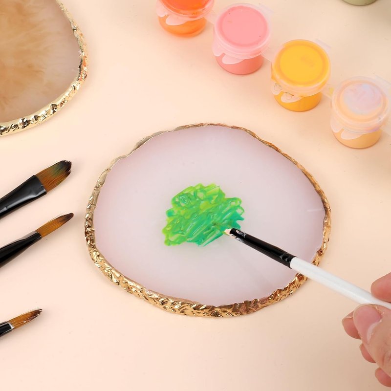 Resin Nail Art Palette Set - 2 Pcs Mixed Color Palettes with Gold Edge | Coffee & White Display
