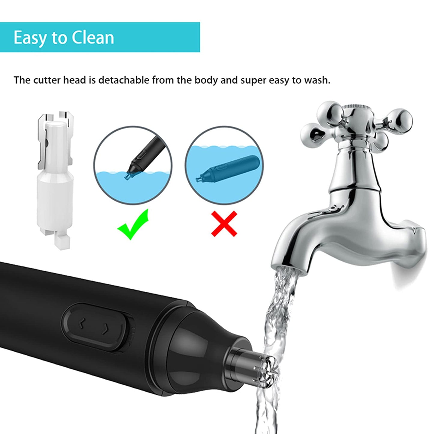 Qisebin Upgraded Nose and Ear Hair Trimmer, Professional Painless Nose Hair Remover for Men and Women, Electric High-speed Rotating Waterproof Stainless Steel Nose Hair Trimmer,Black