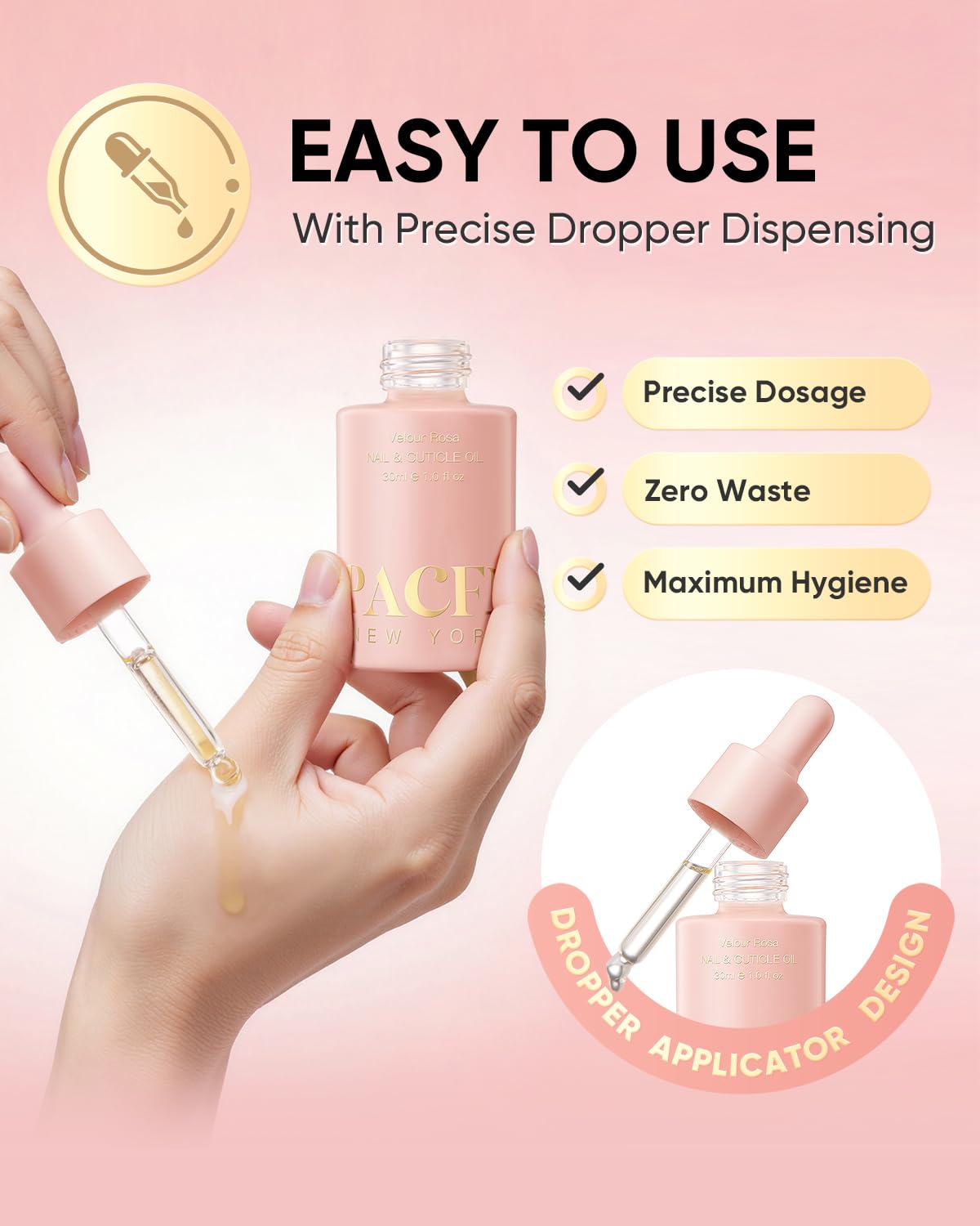 Velour Rosa Nail & Cuticle Oil | Natural Plant-Based Treatment with Jojoba Oil & Vitamin E - Deep Hydration for Dry Nails & Cuticles - 1.0 fl oz