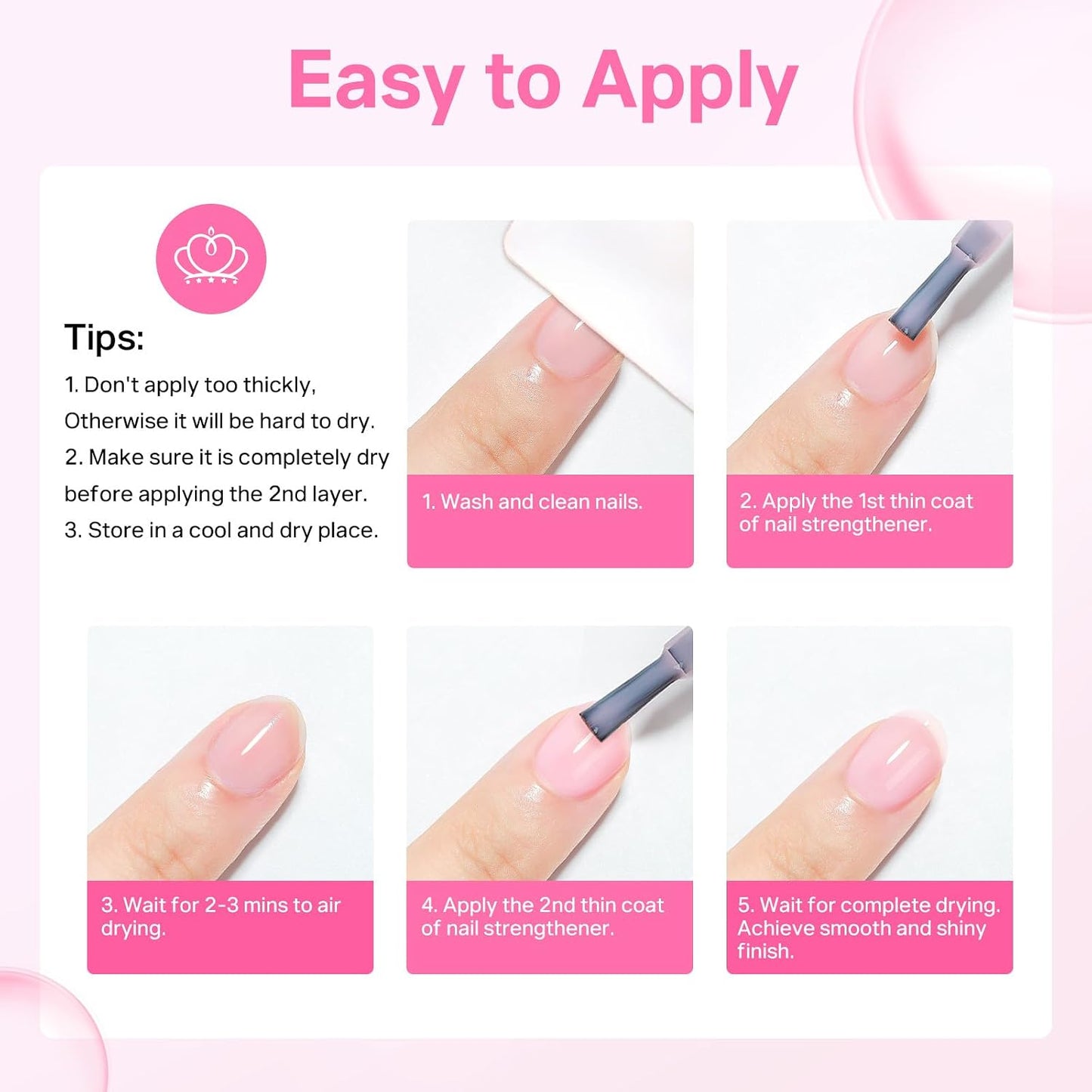 MIZHSE Nail Strengthener & Growth Hardener - Extra Strong Repair for Thin, Damaged Nails | 16ML Pink Ridge Filler