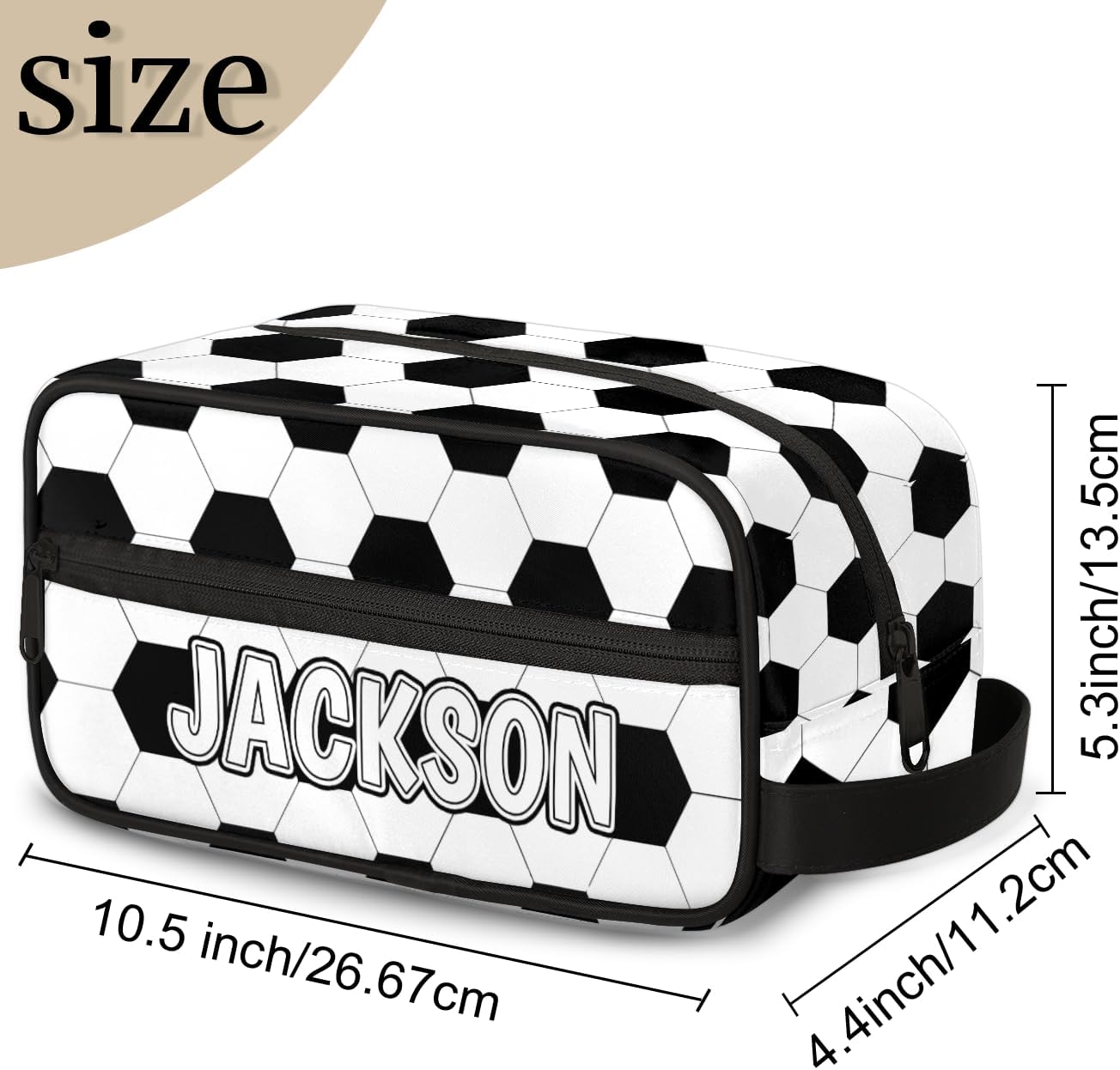 Personalized Soccer Toiletry Bag for Kids - Custom Name Football Wash Bag | Large Capacity, Waterproof