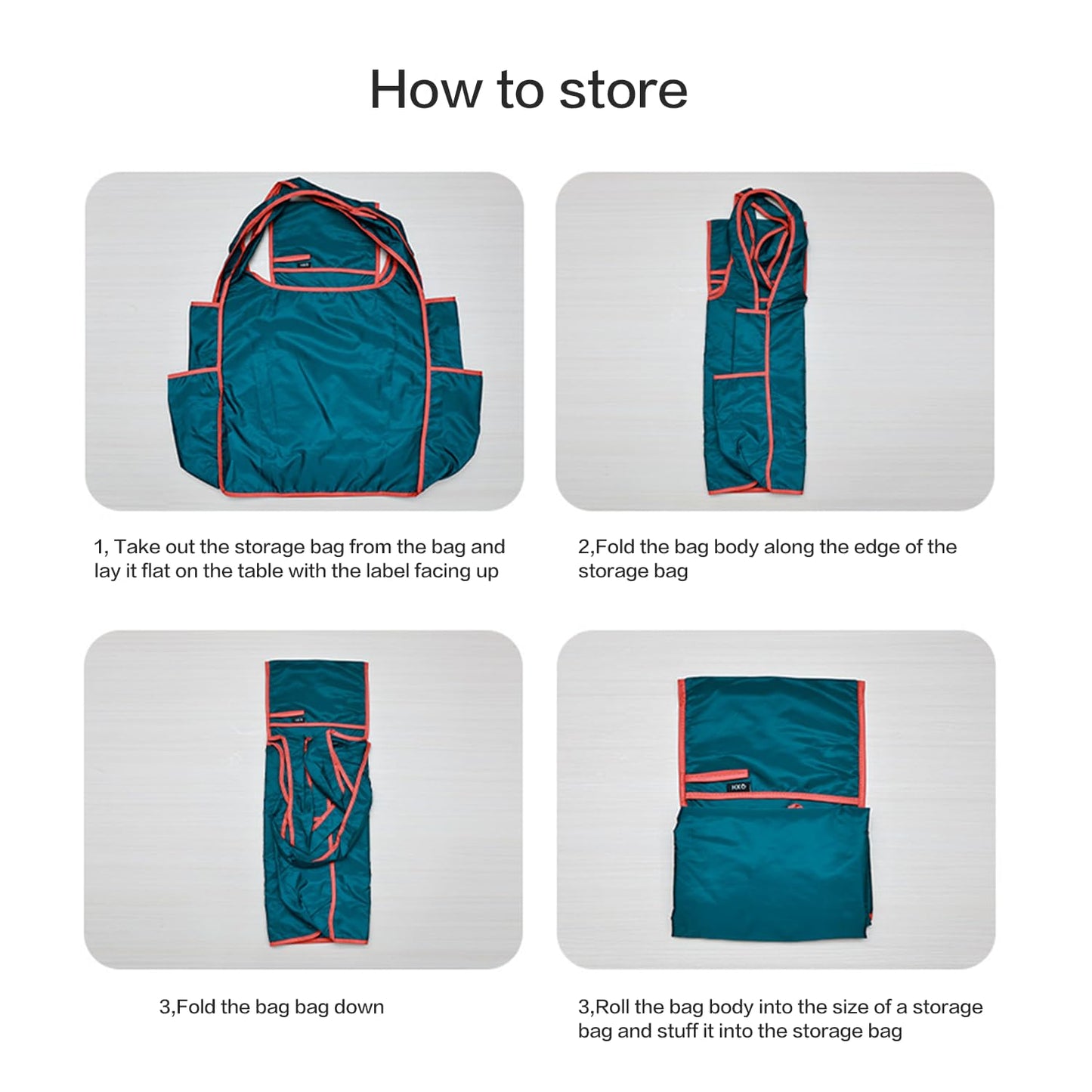 Foldable Tote Bag - Collapsible Packable Reusable Large Grocery Shopping Bags Grey