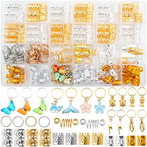 245PCS Gold Hair Jewelry Set - Dreadlock Accessories & Beads