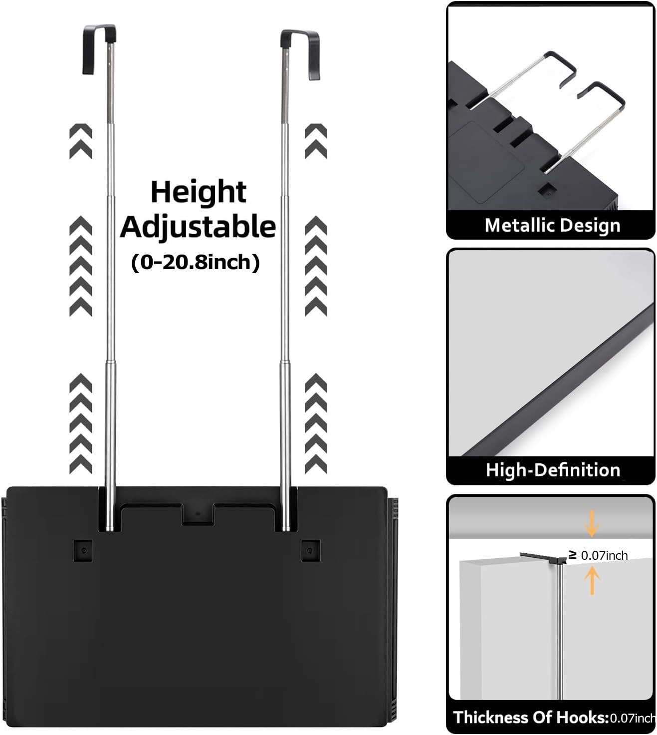 3 Way Mirror-360 Mirror for Self Hair Cutting, Adjustable & Foldable Trifold Barber Mirror with Telescoping Hooks, Barber Accessories for Men Shaving DIY Haircut Women Dyeing Makeup(Black Without LED)