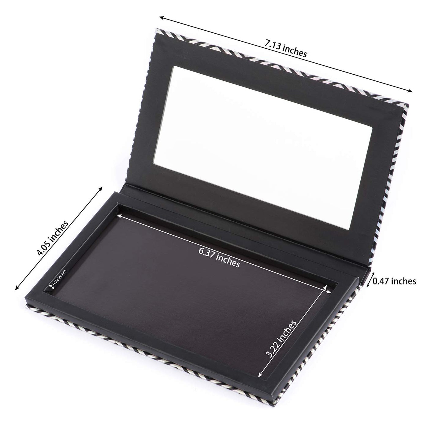 Magnetic Makeup Palette with Mirror - Black Empty Palette & 20 Adhesive Metal Stickers for Eyeshadow, Lipstick, Blush