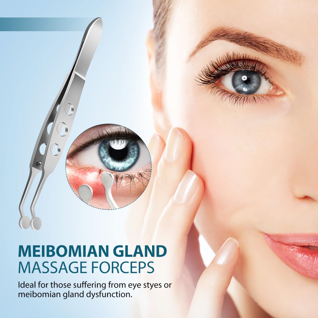 Didiseaon Meibomian Gland Massage Forceps Round Tip Eyelid Tweezers for Clogged Eyelid Gland Relief Eye Stye Remover Tool Precision Design for Eye Bag and Swelling Care