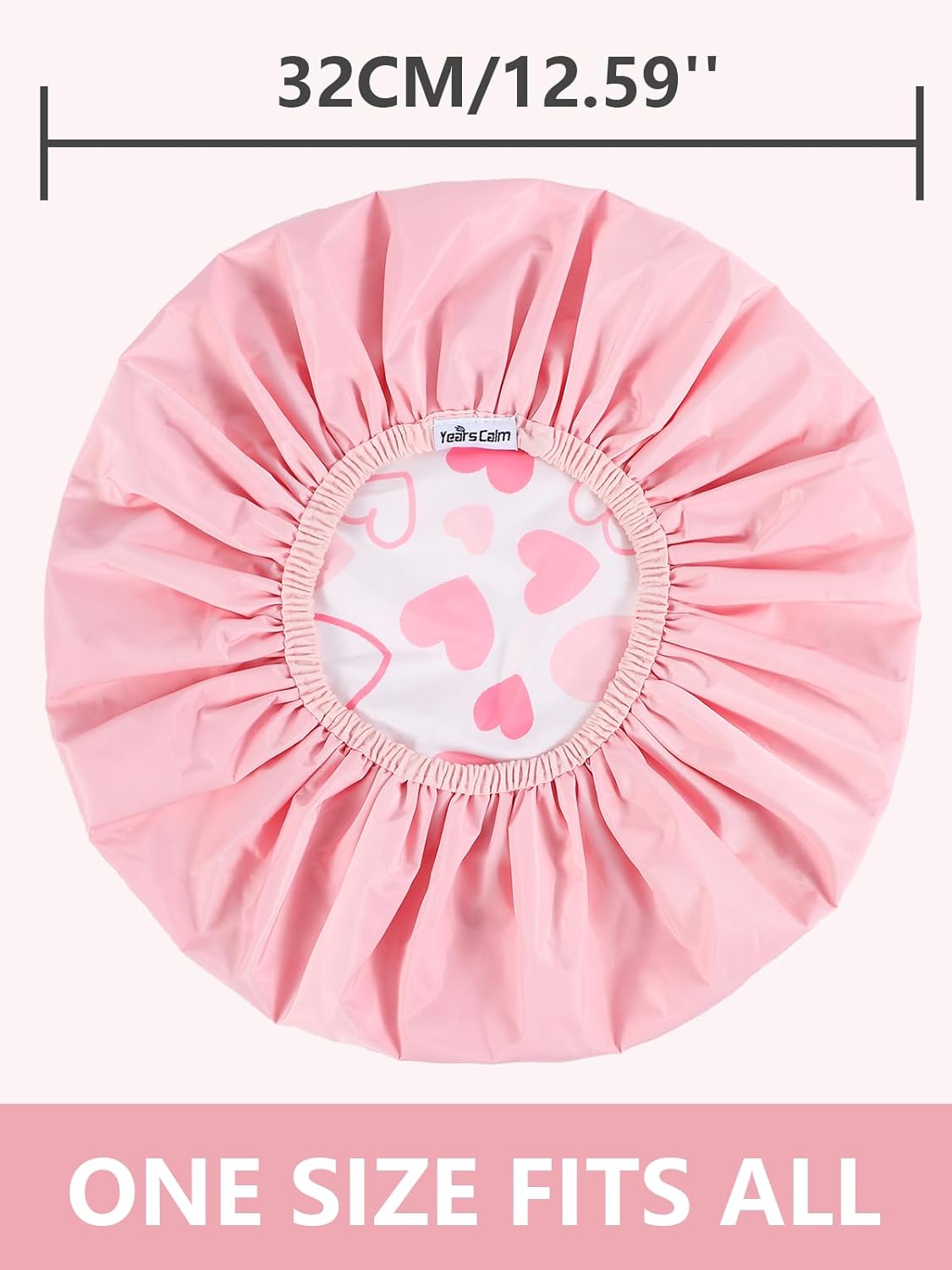 Reusable Waterproof Shower Caps for Women - Double Layer, Reversible Design | Soft Elastic Keeps Hair Dry