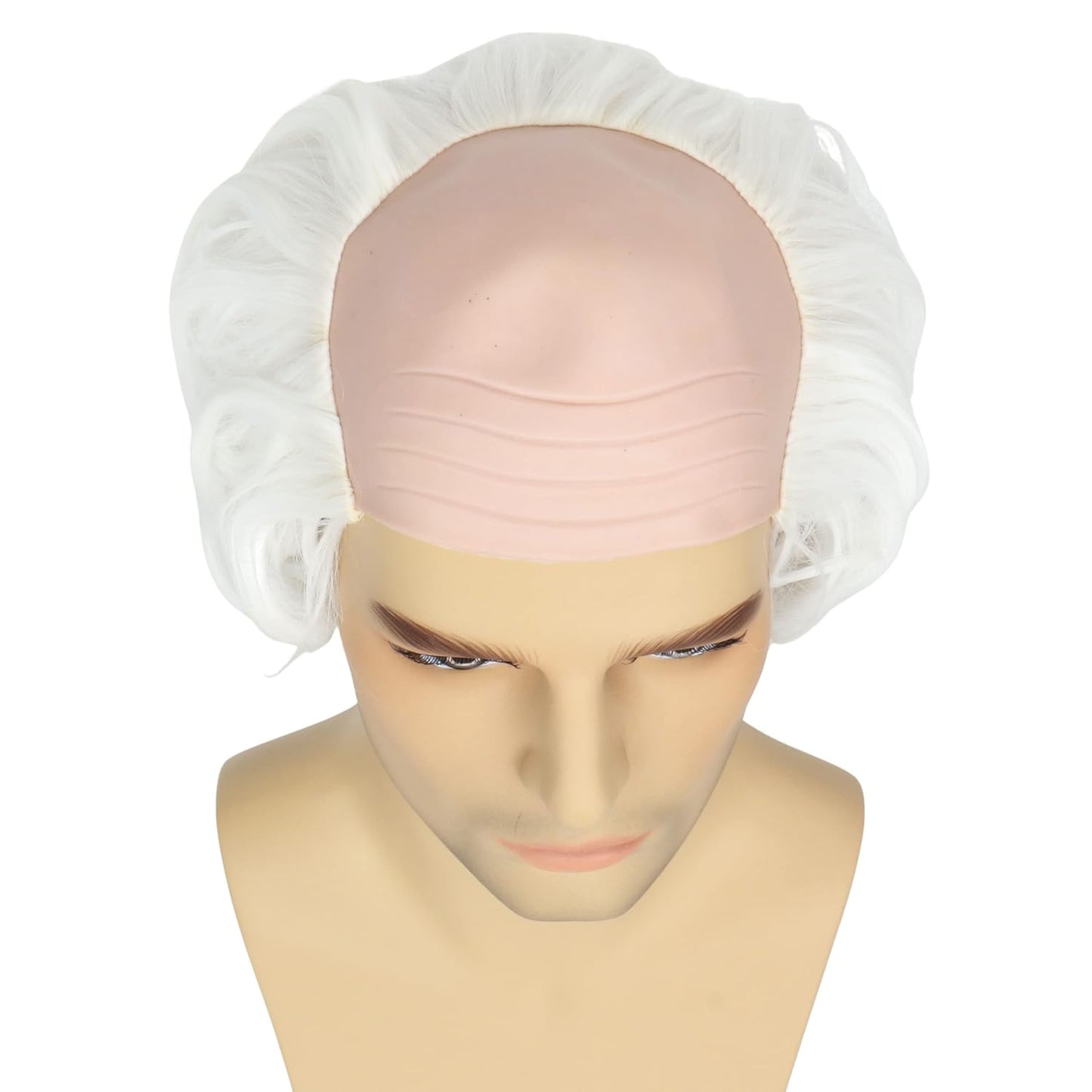 Old Man Wig for Halloween | White Bald Cap with Hair on Sides | Grandpa Cosplay Costume