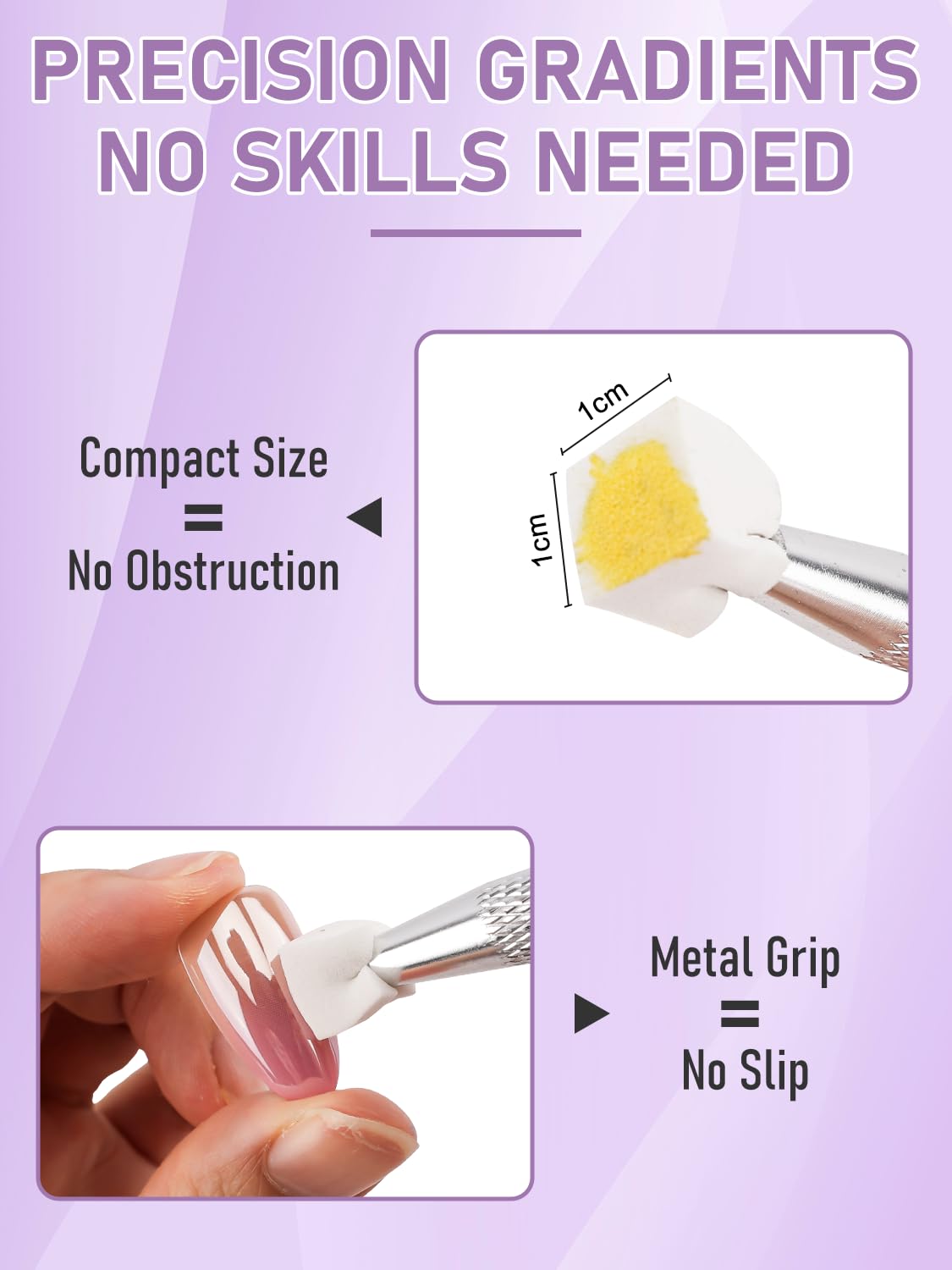 Nail Art Supplies - 200 Pcs Ombre Nail Sponges with Palette, Grabbing Pen & Spatula | Essential Tools for Gradient Gel Nails