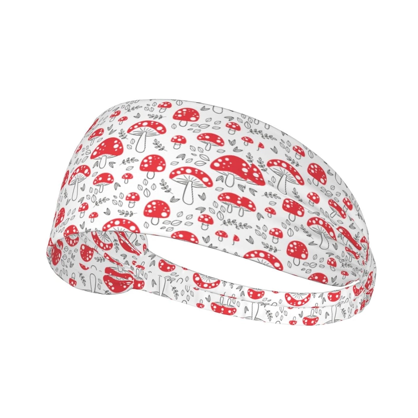 Mushroom Bunny Floral Print Headband - Light Blue Elastic Hair Band for Women | Daily Wear & Yoga