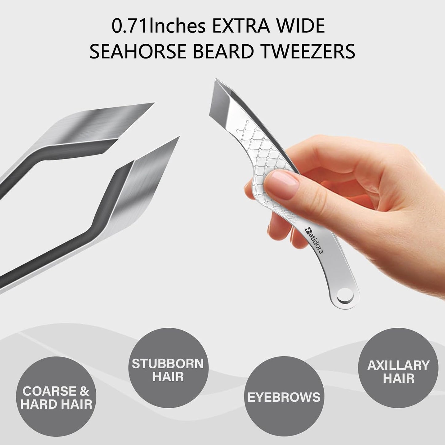 18mm Wide Tweezers for Men - Slant Tip Facial Hair Removal for Precision Beard & Chin Hair - Professional Grade with Case