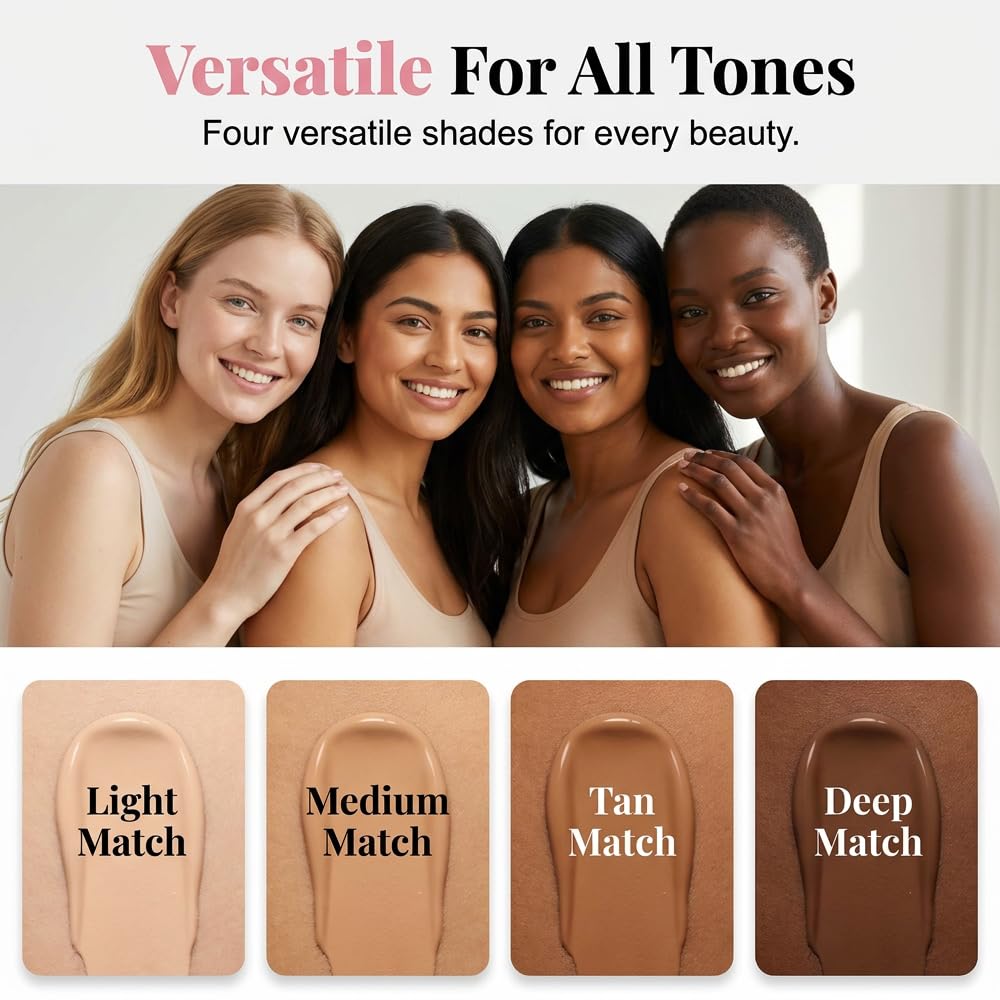 Color-Changing Foundation - Skin Tone Adapting Liquid Makeup for Women | Hydrating & Concealing (2pcs)
