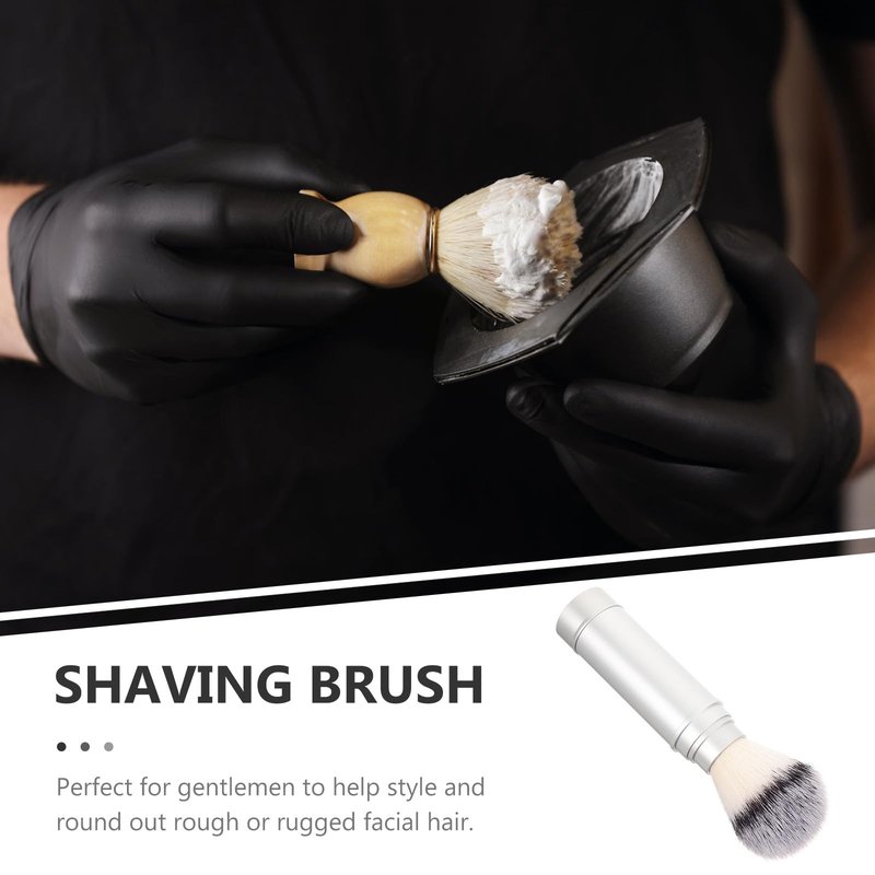 SEWCHICS Men Shaving Brush Travel Beard Brush with Soft Nylon Bristles Compact for Facial Cleansing and Shaving Grooming