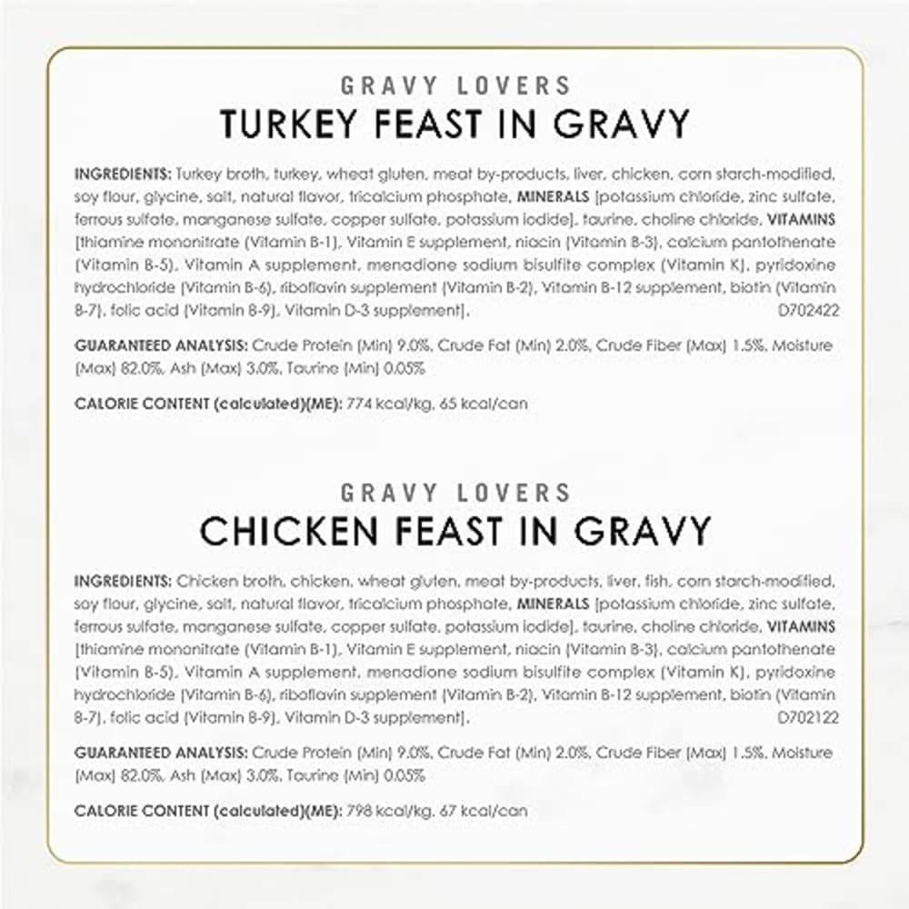 Purina Fancy Feast Gravy Lovers Wet Cat Food Variety Pack | Poultry & Beef, 30 Cans, 3 oz Each