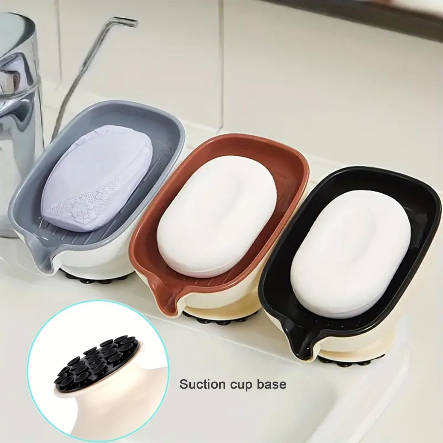 Leaf Shape Soap Saver with 3M Adhesive, Self Draining Dish for Bathroom and Kitchen, Wall Mounted Holder Keeps Bar Clean and Dry, Extends Life of Soap Bars, No Drilling Required Grey