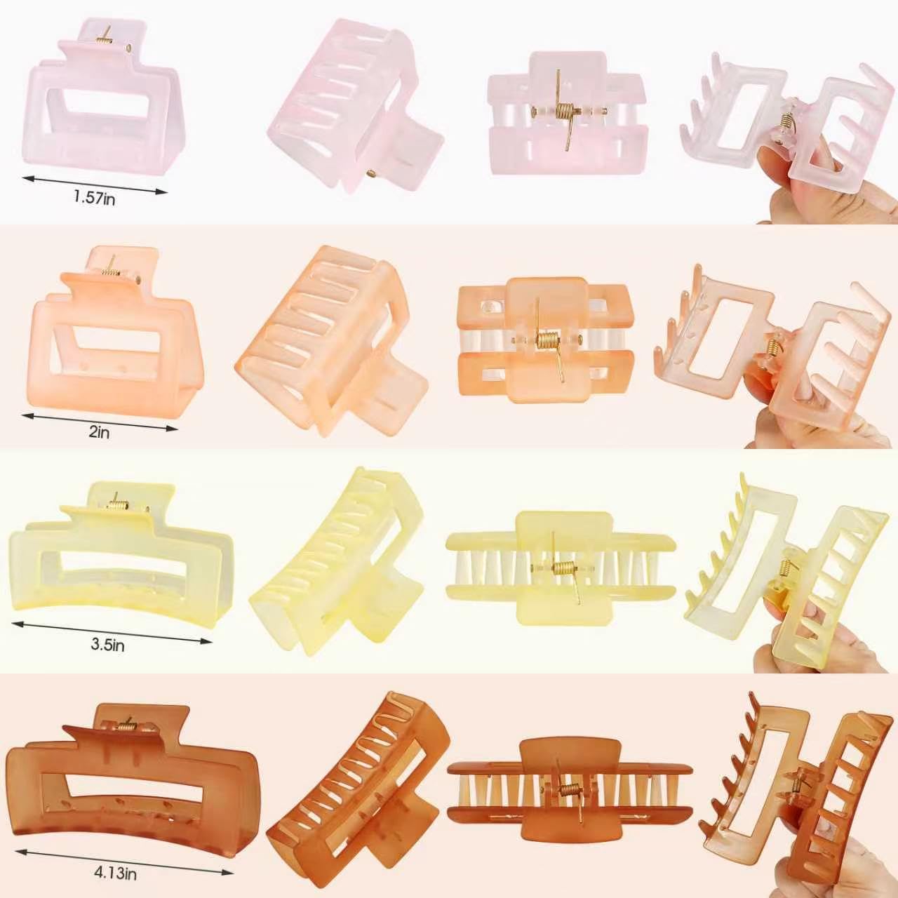 16 Pcs Hair Clips for Women Girls 4 Styles Claw Clips Large Medium Small Mini Hair Claws for Thin Thick Hair Non-Slip Hair Claws (Ice Cream Color)