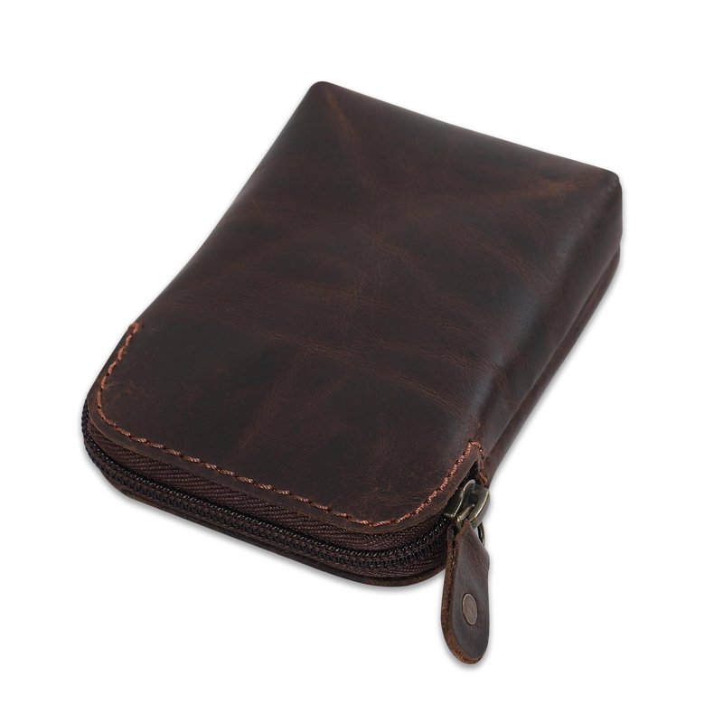 CestAntiQ Premium Full-Grain Leather Playing Card Case Zippered Card Deck Holder for Poker and Bridge Travel Accessory Secure Multi-Purpose Wallet Compatible for Pockemon Cards Holder Brown