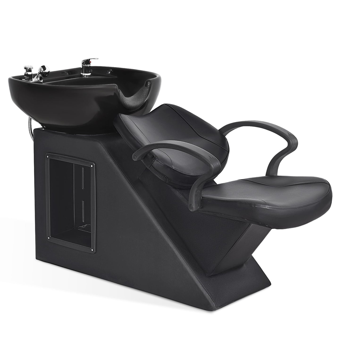 BarberPub Ceramic Bowl Shampoo Chair and Bowl Set, Backwash Shampoo Station Chair for Beauty Salon Spa, Home Salon, Barbershop 9020