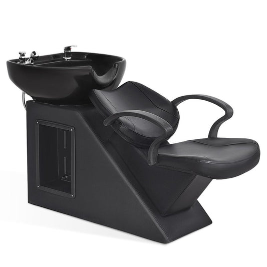 BarberPub Ceramic Bowl Shampoo Chair and Bowl Set, Backwash Shampoo Station Chair for Beauty Salon Spa, Home Salon, Barbershop 9020