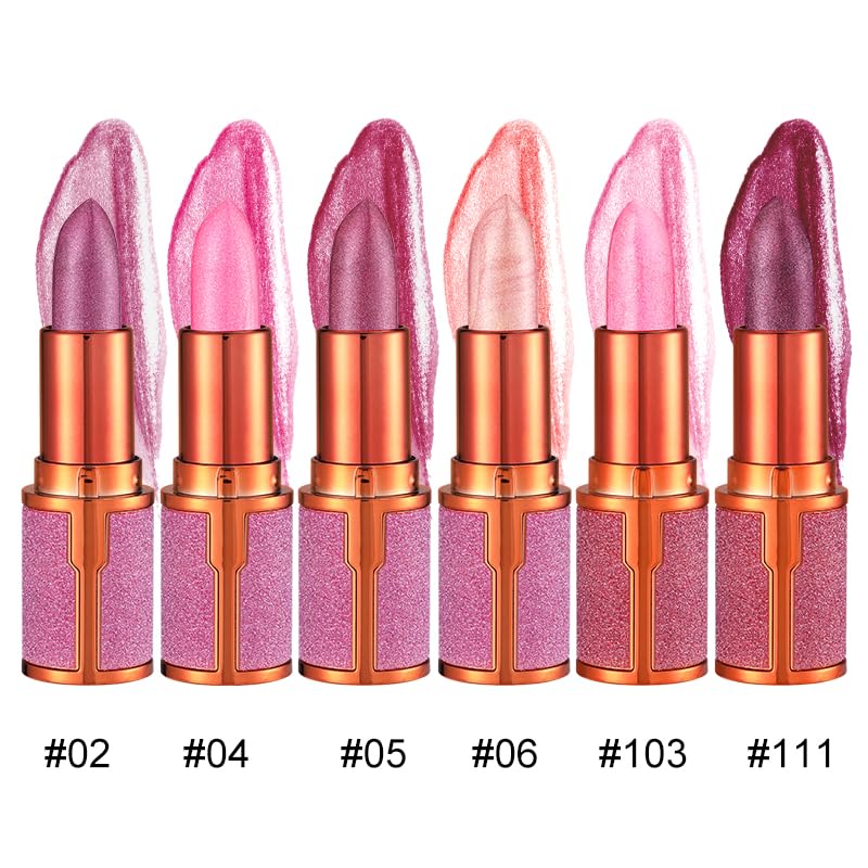 LIONDANCE Metallic Glitter Lipstick - Pink Harmony Shimmer Lip Color
