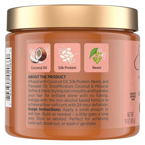SheaMoisture Coconut & Hibiscus Define & Shine Gel 15oz for Curly Hair