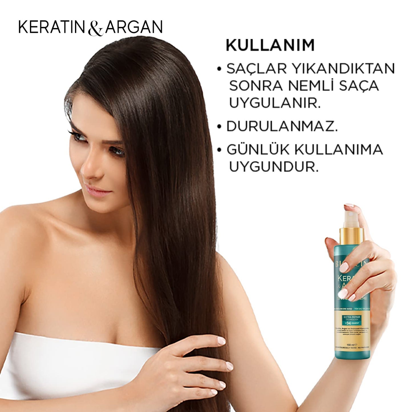 BIOXCIN Keratin & Argan Repair Liquid Hair Care Cream 150 ml for Worn and Damaged Hair
