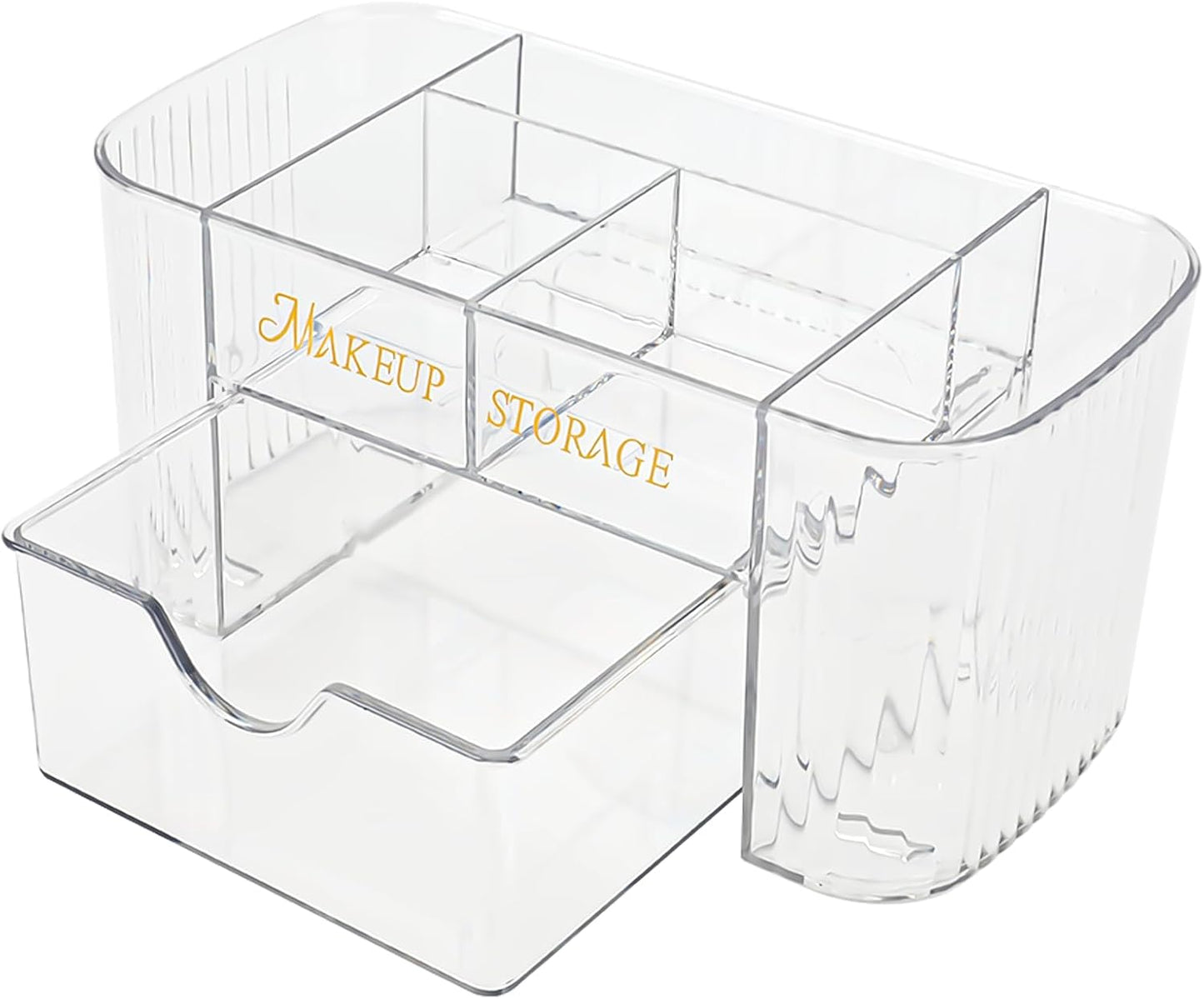 Clear Acrylic Nail Organizer - 6 Compartment Desktop Storage for Nail Art Tools & Makeup | Professional Beauty Vanity Solution