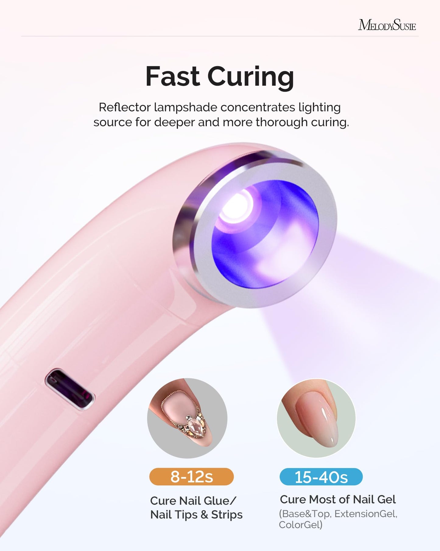 MelodySusie Handheld Flash Cure Nail Lamp P-ART01A Cordless Mini Nail Light