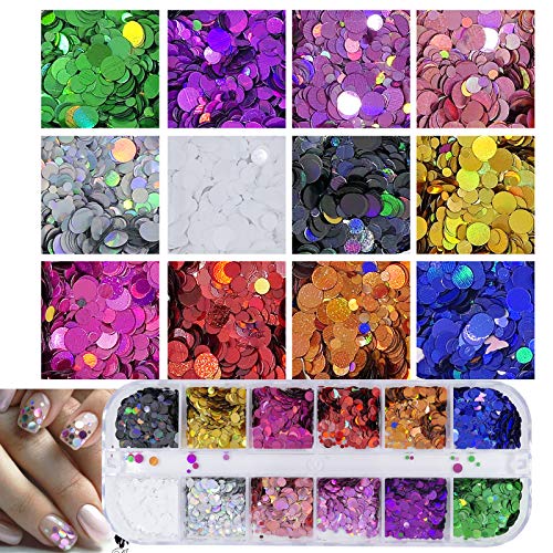 AddFavor Style A Holographic Nail Sequins Kit with Butterfly, Star, Hearts & More - Iridescent Nail Art Decorations, 4 Boxes