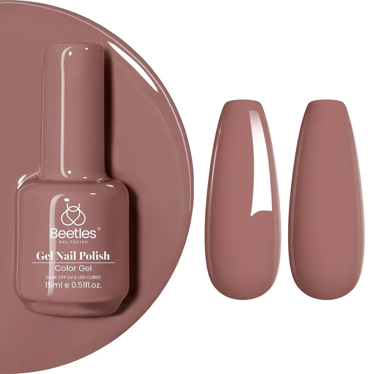 Beetles Mauve Gel Nail Polish - Dusty Rose Pink Purple UV Soak Off | 15ml Long Lasting Glossy Finish for Salon & Home