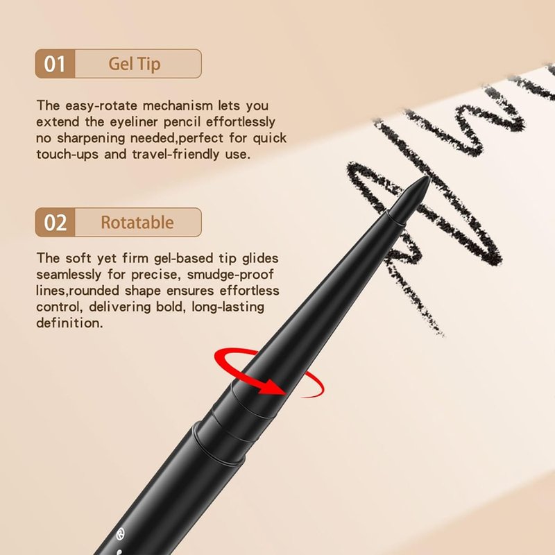 12 Pcs Gel Eyeliner Pencil Set - Waterproof Retractable Eye Liner for Bold Definition | 6 Brown & 6 Black