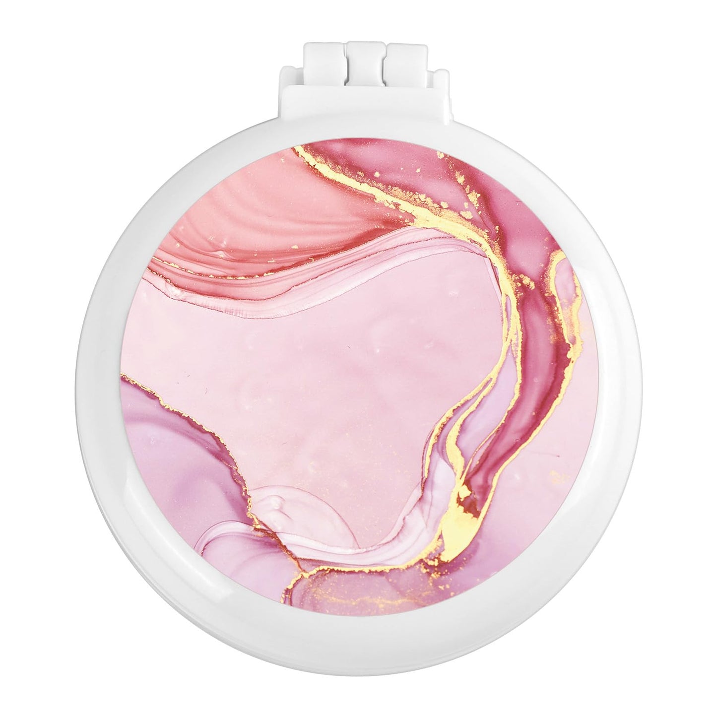 Mengduxd Mini Makeup Mirror Comb, Compact And Foldable, Portable, Women's Handbag Essential, Travel Essential Compact Comb (Pink Marble)