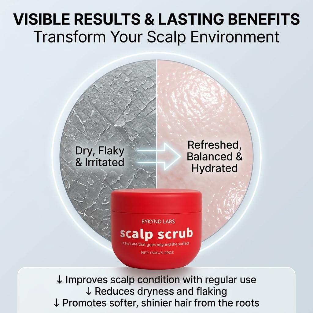 BYKYND LABS Avocado Oil Scalp Scrub - Natural Exfoliating Treatment with Grapefruit & Grapeseed Extracts | Vegan, Gluten-Free