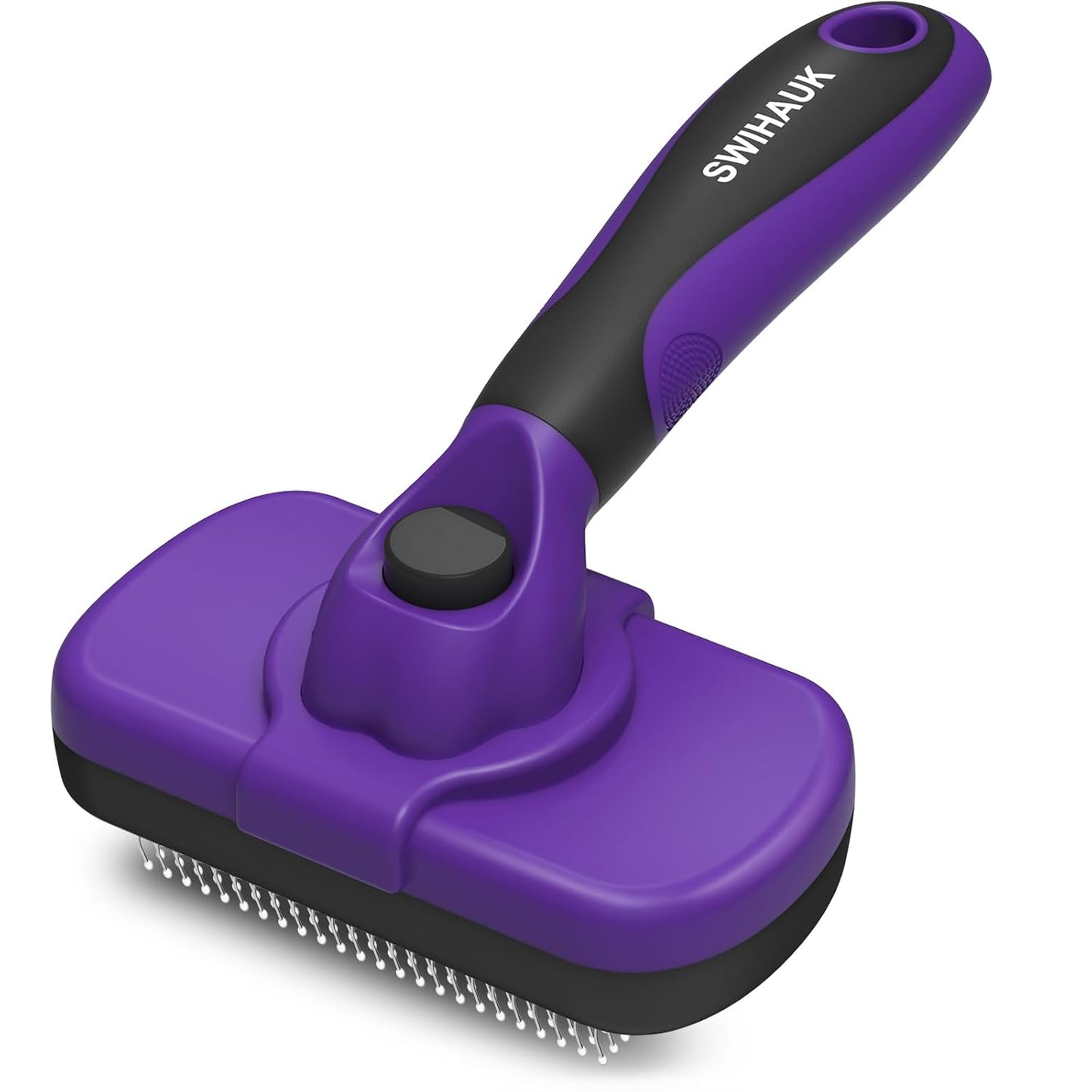 Self-Cleaning Slicker Brush for Dogs & Cats - Skin-Friendly Deshedding Grooming Tool | Black
