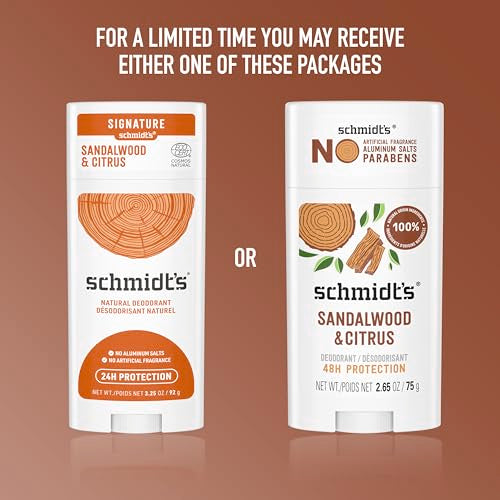 Schmidt's Aluminum-Free Natural Deodorant, Sandalwood & Citrus, 2.65 oz, 2 ct