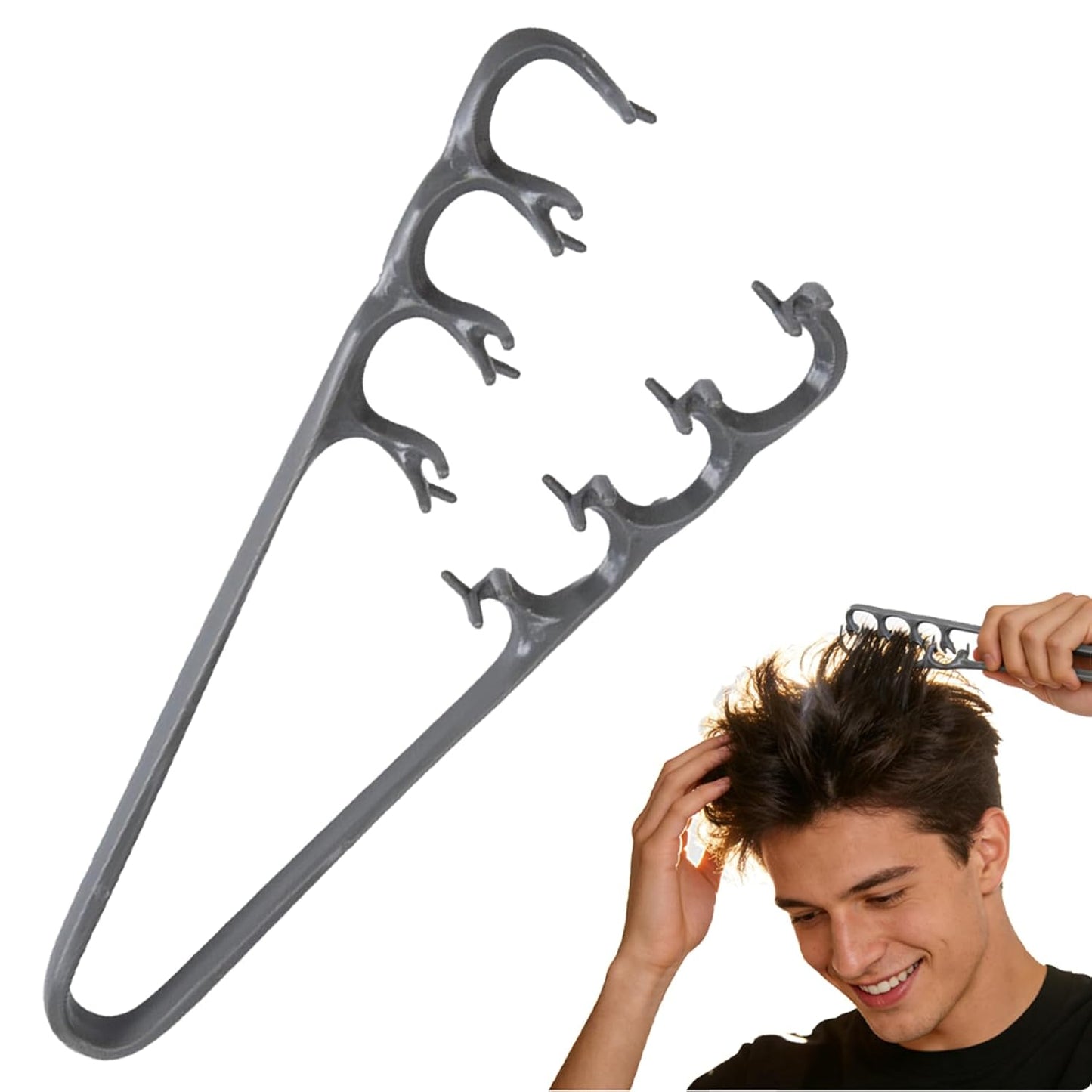Volumizing Wide-Tooth Hair Styling Comb - Dual-Purpose Root Lift Tool for Curly & Straight Hair | Anti-Frizz, Non-Slip Grip, Grey