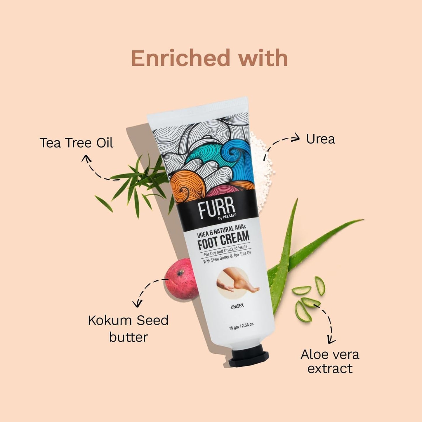 FURR Foot Cream - Deep Moisturizing Repair for Dry, Cracked Feet & Heels | Non-Greasy Formula | 2.65 Oz (75g)