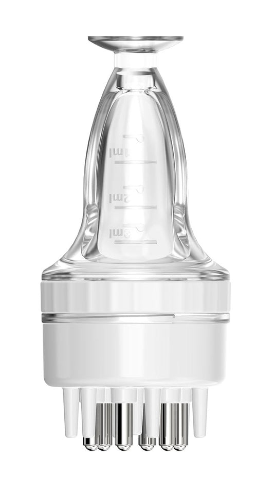 Scalp Massager Comb & Minoxidil Applicator Bottle - Hair Growth & Follicle Care | White