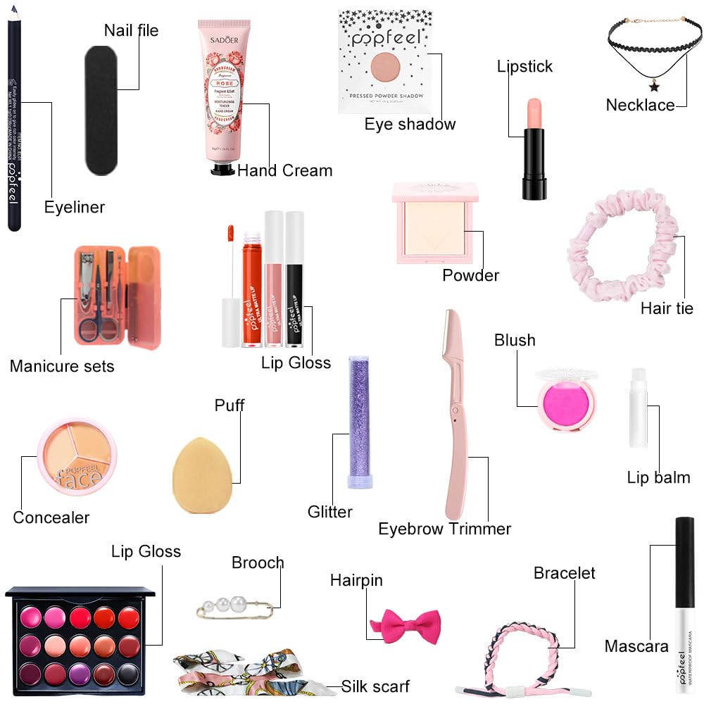 Golden Makeup Set - 24-Day Countdown Calendar for Birthdays & Valentine's Day | Perfect Gift Box for Teen Girls & Women