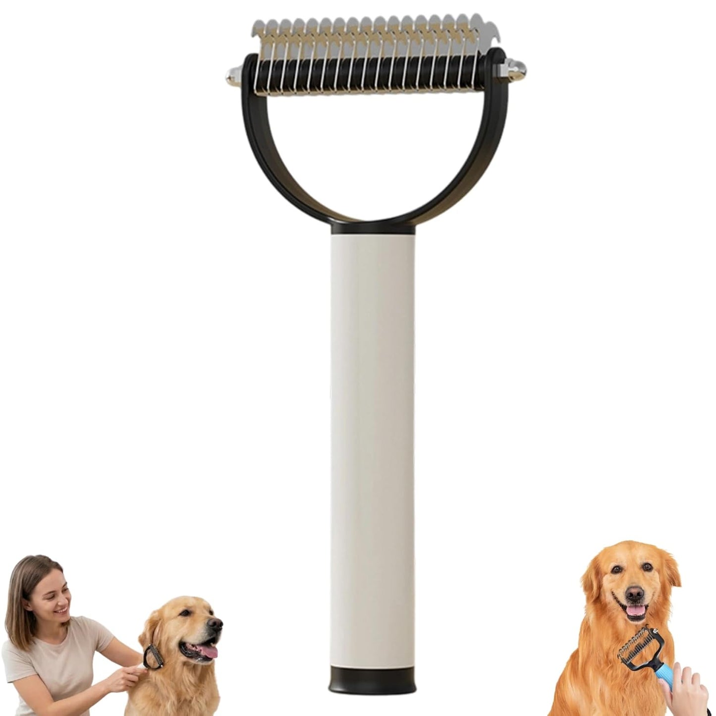 Double-Sided Dematting Comb for Cats & Dogs - Professional Deshedding Tool for Long Hair | Black 1PC