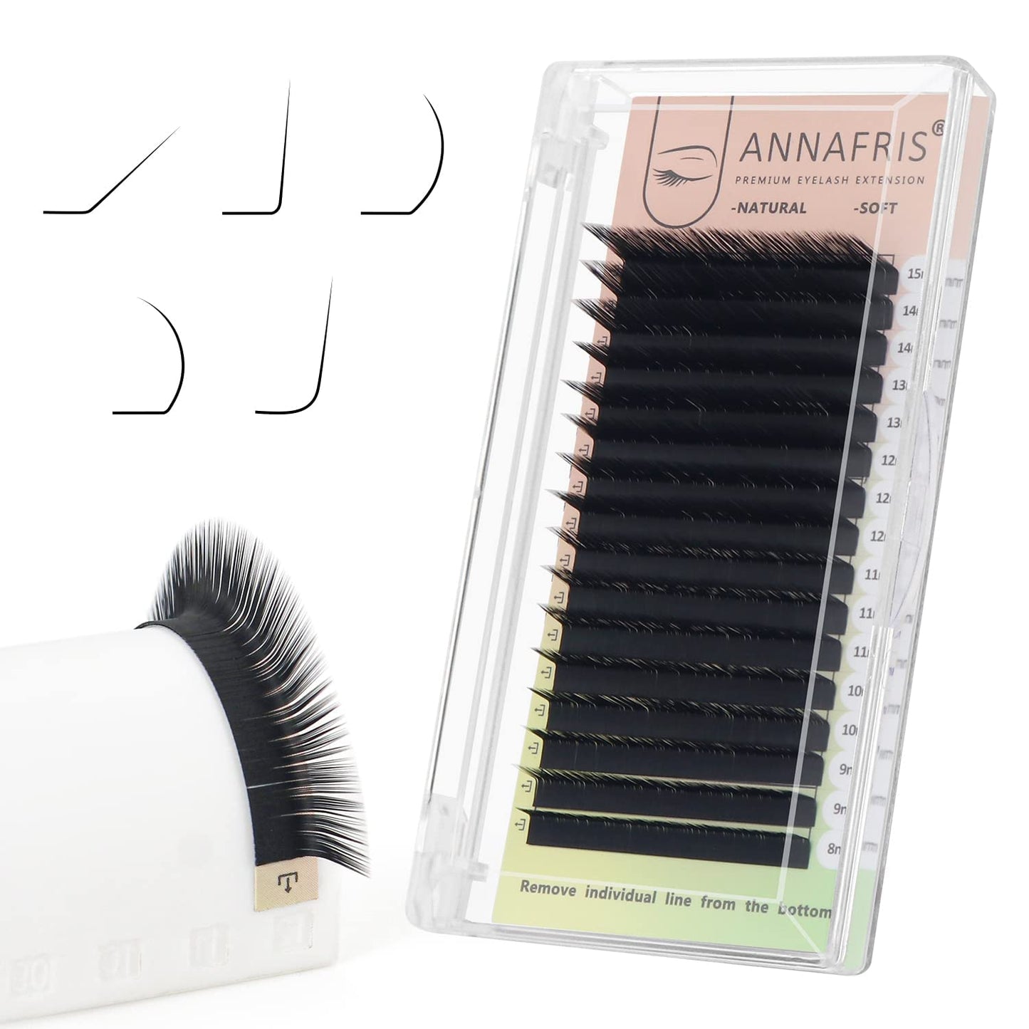 ANNAFRIS L/L+/LC/LD/LU(M) Curl Individual Eyelash Extension Natural Synthetic Mink Matte Black False Lashes Extension Faux Cils Maquillage