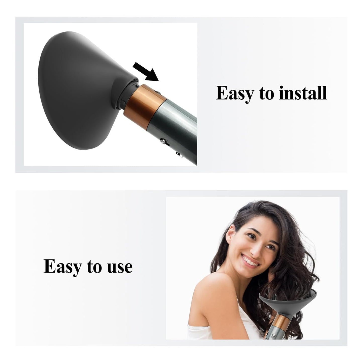 Large Diffuser Attachment for Dyson Airwrap | Upgraded Nozzle for Faster Curl Definition - Grey