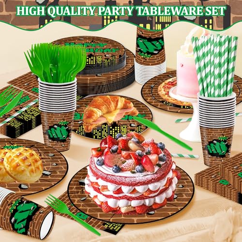 Green Hero Party Supplies Set for 24 Guests - 168PCS Birthday Decorations