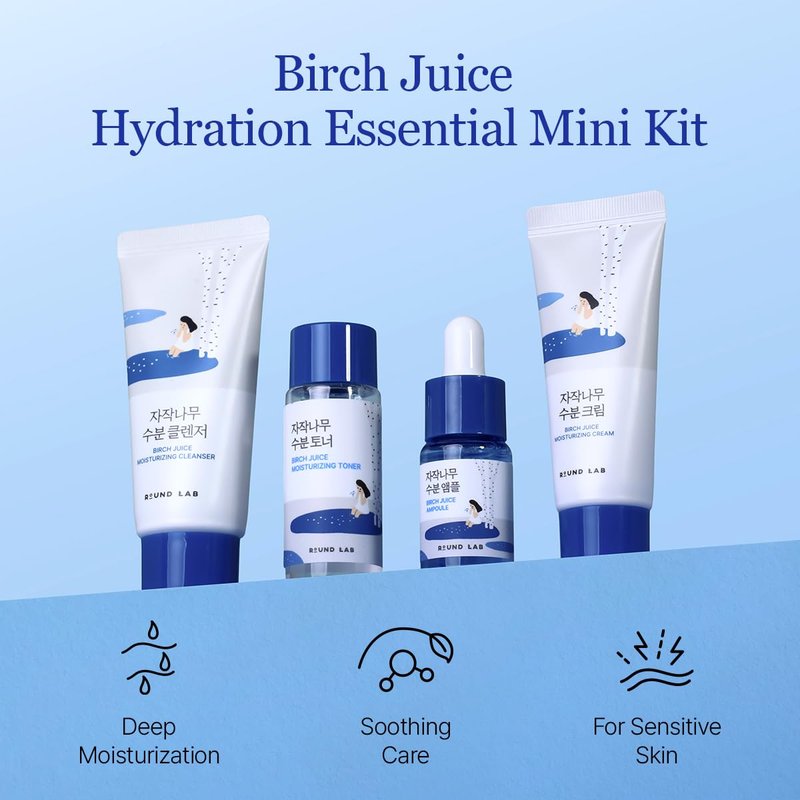 Birch Juice Moisturizing Mini Kit | 4-Step Travel Size Skincare Set for Acne-Prone & Sensitive Skin